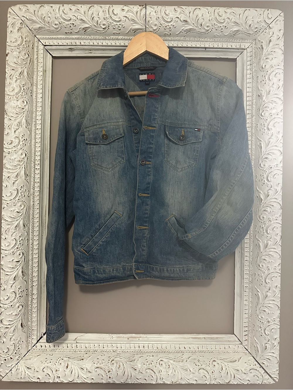 Vintage Tommy Hilfiger Light Blue Denim Trucker Jacket. Size S